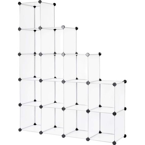 Dibea - Scarpiera modulare in plastica, con 16 Scomparti, 30 x 30 cm (1/5)