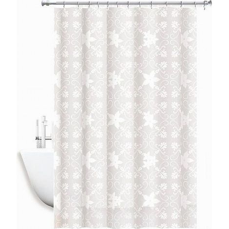 Cleafe - Tenda Doccia Antimuffa Impermeabile 240x200cm Anelli Bianca Maiolica Fiori 69512 -