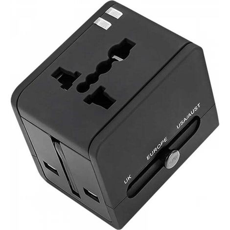 Adaptateur Prise Universelle,Adaptateur Universel de Voyage, Adaptateur de Voyage avec 2 USB,Adaptateur Voyage adapté aux 150+ Pays (1/5)
