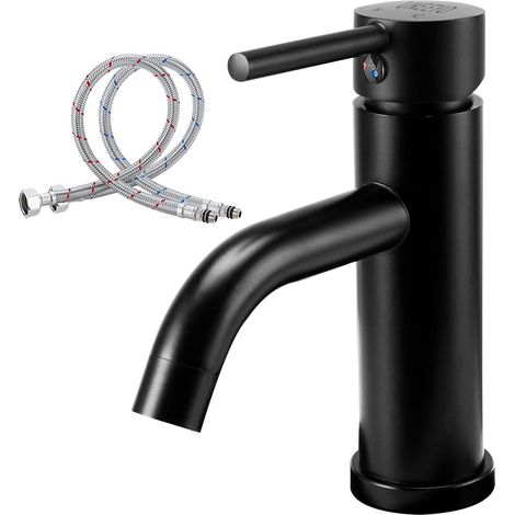 Robinet salle bain noir, mitigeur lavabo pour lavabo salle de douche, robinet wc lavabo pour eau chaude et froide (1/5)