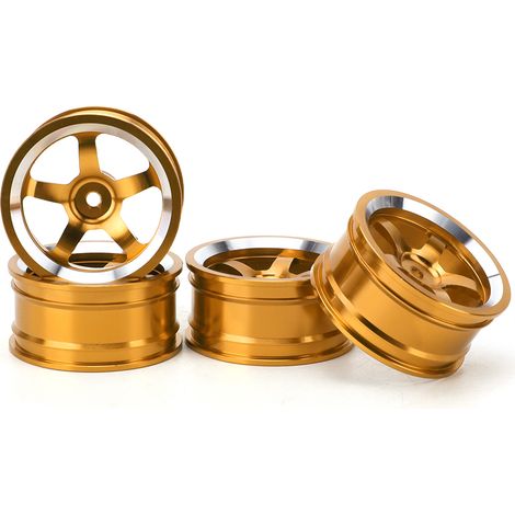 4 pièces moyeu de roue en alliage d'aluminium 1/10, accessoire RC compatible HSP 94123 voiture de drift touring jaune (1/5)