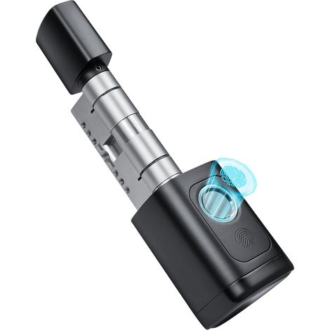 Applicable Serrure Connectée Réglable 60mm-90mm, Smart Lock avec Base de Données Européenne Indépendante, Serrure Electrique avec Empreinte Digitale, Mot de Passe, Application, Clé, Carte Clé