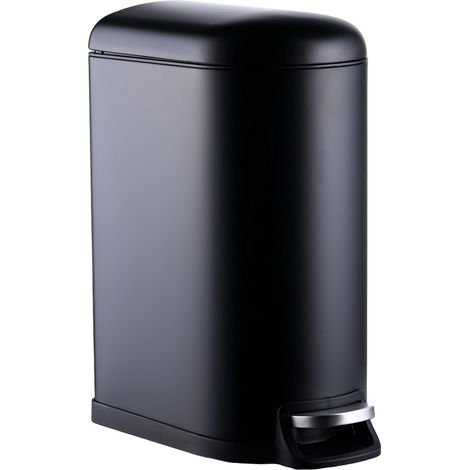 Poubelle de Salle de Bain 10L avec abaissement Automatique, Seau Amovible, Noir 39x18.5x31.5 cm (1/5)