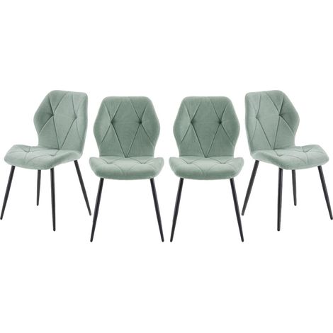 Set di 4 sedie in tessuto con gambe in metallo nero L47,5 cm - LUNA