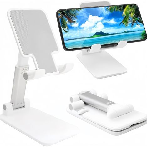 Supporto per telefono, supporto da tavolo pieghevole, supporto da tavolo per telefono regolabile in angolazione e altezza (1/3)