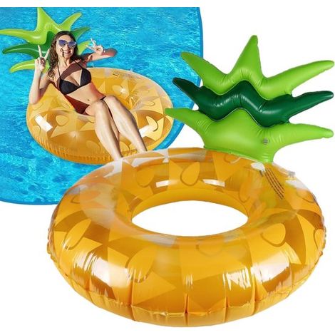 Flotador inflable gigante de goma con forma de piña, flotador resistente para piscina, ideal para niños y adultos en la playa.