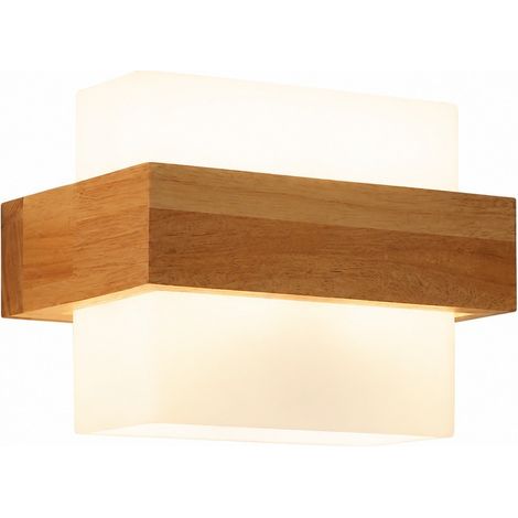 Applique murale moderne en bois, lampe murale en verre E27, luminaire élégant pour chambre à coucher (1/4)
