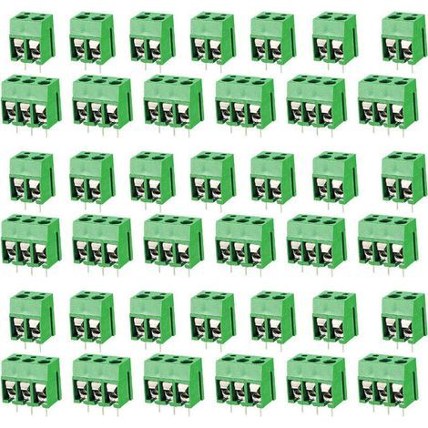 100 pcs PCB Vis Connecteur, Bornier à Souder Vert 5mm, Bornier à Vis de PCB Circuit Imprimé 2 Broches (Pin) et 3 Broches (Pin) (1/5)