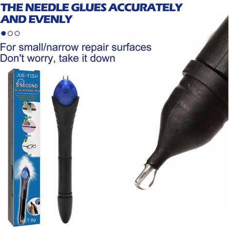 Stylo colle durcissable UV en 5 secondes, colle de réparation pour plastique, céramique et câble, résistante aux températures (1/5)