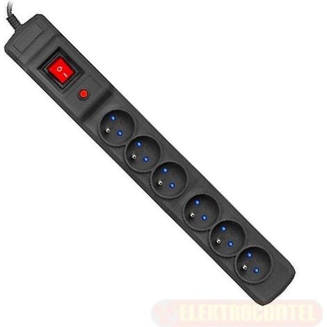 Regleta protectora Armac Multi M6, 6 enchufes, cable de 5 m, negro (1/2)