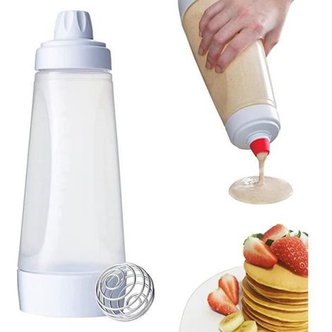 Distributeur de Pâte à Crêpes avec boule de mélange outil de boulangerie bouteille à presser pour crêpes crêpes pots à (1/4)