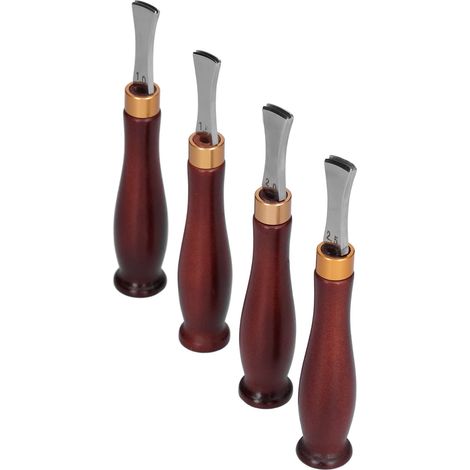4-teiliges Set scharfer Lederkantenschneider mit Holzgriff für professionelles Lederschneiden und DIY-Bastelarbeiten (1/5)
