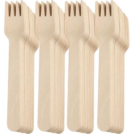 Fourchette En Bois - Lot De 200 - Bouleau Naturel - 14cm - Résistant Chaleur - Pour Pique-nique Et Barbecue