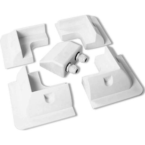 1 Jeu Support Panneau Solaire, 4 coins et presse-étoupe double câble, ABS blanc, pour camping-car, caravane, toit plat (1/4)