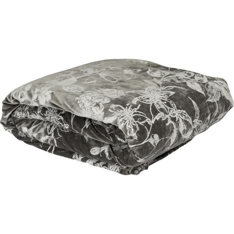 Plaid Velours Imprimé "Végétal" 120x150cm Gris (1/5)