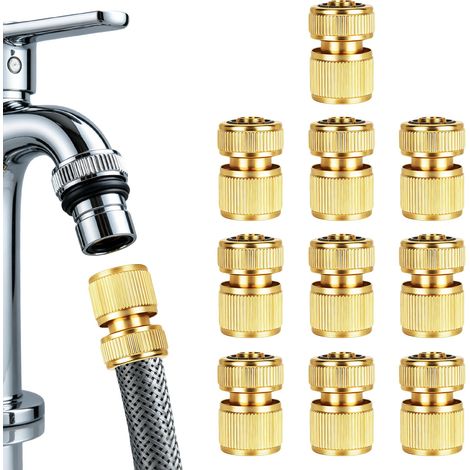 10PCS Raccord Rapide de Robinet Fileté en Laiton 1/2", Adaptateur Robinet Tuyau Arrosage, Adaptateur Tuyau Arrosage Robinet Cuisine, Raccord Tuyau D'Arrosage (1/5)