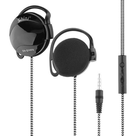 Casque audio sport avec crochet d'oreille rembourré, câble tressé et contrôle micro (1/5)