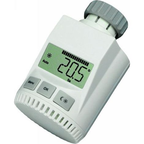 Termostato per termosifoni Regolatore climatico ambiente Regolatore a risparmio energetico, Display Protezione antigelo Funzione party Interruzioni riscaldamento, bianco grigio, LxPxA 6x9,5x7cm