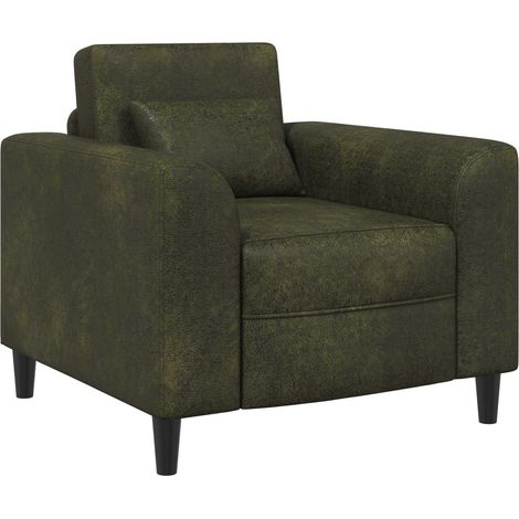 Sillón Verde militar Cuero de Suede Sintético vidaXL (1/5)