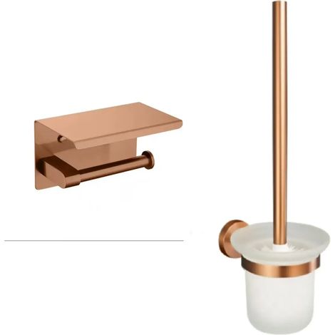Ensemble de 2 pièces pour accessoires de salle de bain : porte-serviettes rose doré tendance, support de rangement, suspension pour toilettes. (1/5)