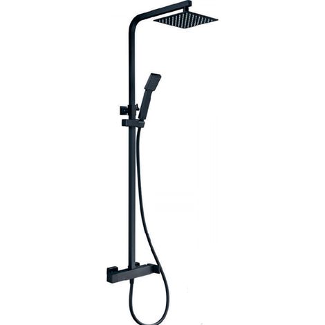 Barre de douche - Colonne de douche monocommande avec jet rond Couleur Noir Mat (1/2)