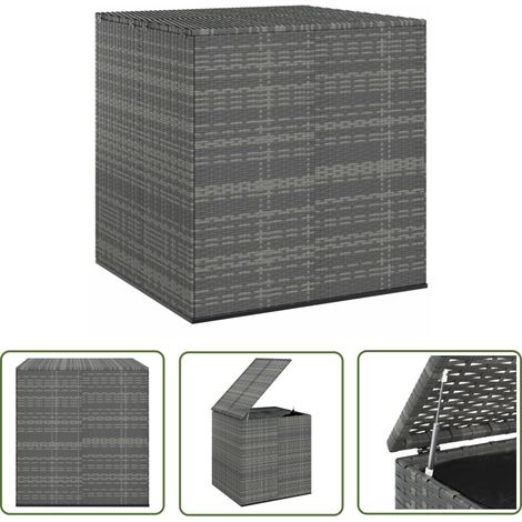 The Living Store Boîte à coussins de jardin Résine tressée 100x97,5x104 cm Gris - Coffre De Jardin - Rangement Extérieur - Boîte À Coussins - Meuble De Jardin - Résine Tressée (1/5)