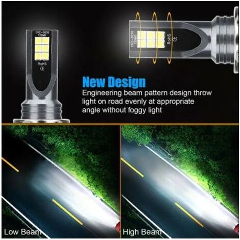 Set mit 4 H4 9003 HB2 LED-Scheinwerferlampen, Abblend- und Fernlicht, 14.000 lm, 6.000 K, superweiß (1/5)