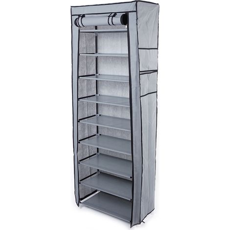 Modisches, platzsparendes Schuhregal aus Vliesstoff mit 9 Gittern, Grau (1/5)