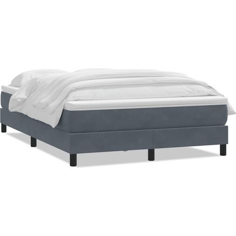 Maison Exclusive - Giroletto a Molle con Materasso Grigio Scuro 160x210 cm Velluto (1/5)