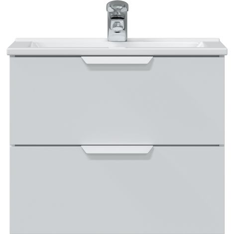 Mobile bagno sospeso 60 cm 2 cassetti bianco lucido con lavabo ad incasso - Con Lavabo