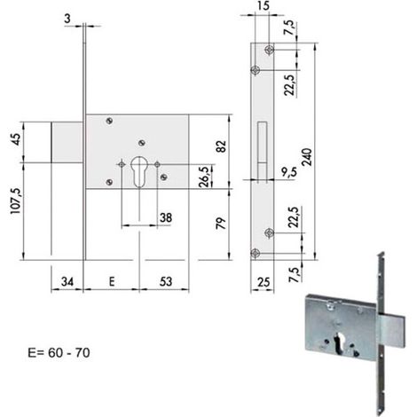 Serrure d'insertion en fer 56013-60-0 Cisa