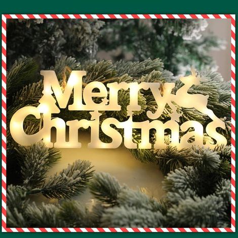 Lettres LED Lumières de Noël avec Corde Suspendue, Matériau ABS, Décoration Lumineuse LED de Noël pour Fête à la Maison, Blanc Chaud (1/5)