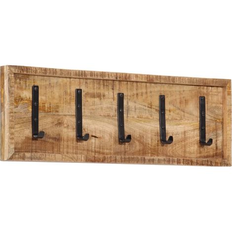 Wall-mounted Coat Rack with 5 Hooks Solid Wood Mango vidaXL (1/5)