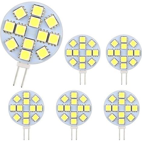 Ampoule G4 LED 2W, AC/DC12-24V, 200LM Blanc Chaud 3000K, 12x 5050SMD, Équivalent Ampoule Halogène 20w, Non-Dimmable, G4 Ampoule Ronde LED pour Lumière d'armoire, Éclairage Encastré, Lot de 6 (1/5)