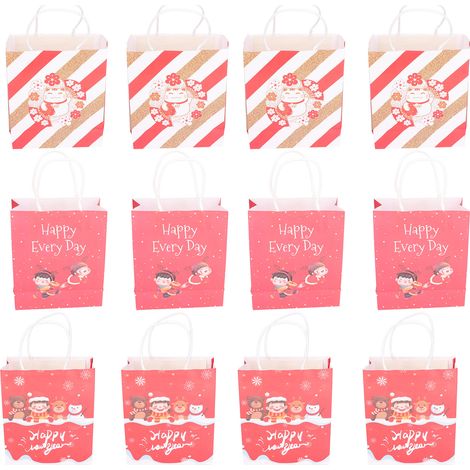 Lot de 12 sacs cadeaux sur le thème du Nouvel An, épais, robustes, durables, écologiques, aux couleurs vives et riches, parfaits pour les fêtes. (1/5)