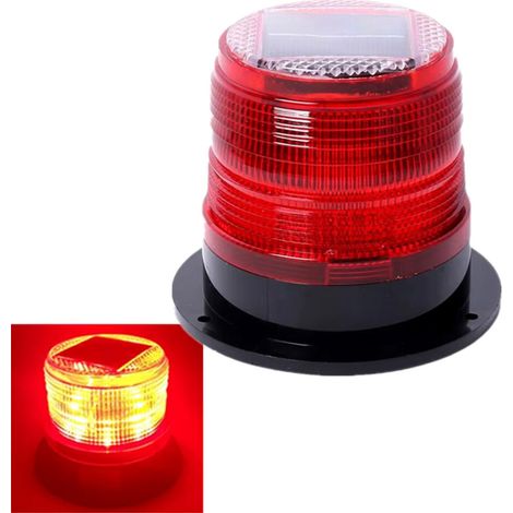 Luces de advertencia LED solares, encendido/apagado, luz roja