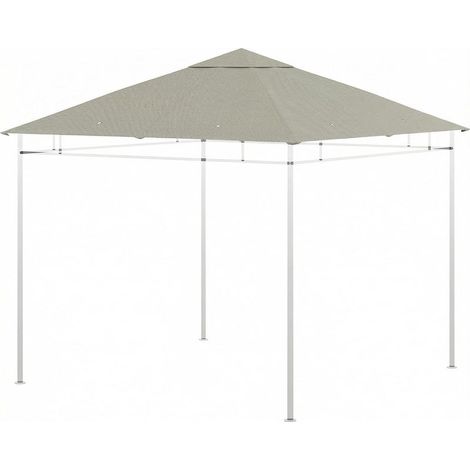 Toile de Rechange pour pavillon tonnelle Tente Toit de Remplacement Gazebo de Jardin Tissu Polyester Haute densité 180 g/m² Anti-UV 3 x 3 m Gris Clair (1/5)