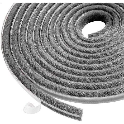 Bande De Brosse Adhésive - Joint Anti-Poussière Et Coupe-Vent Pour Fenêtres Et Portes - 10 M x 9 mm x 9 mm - Gris