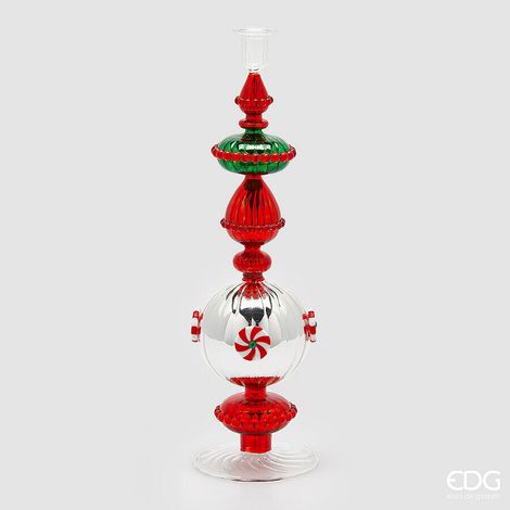 EDG Enzo De Gasperi Portacandela Candy di Natale  H 44 Cm Green Red