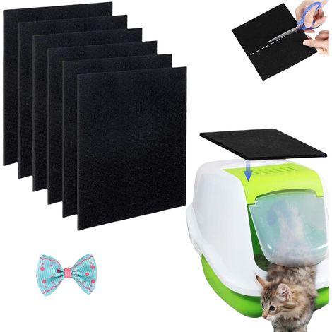 Filtres à Charbon Actif,Filtre Litiere Chat,Filtre à Charbon Actif pour Sable de Chat,Filtre Charbon Litiere Chat,Filtre Litière Chat Anti Odeur,Filtre Boîte À Litière pour Chat Animal (M-6PCS) (1/5)