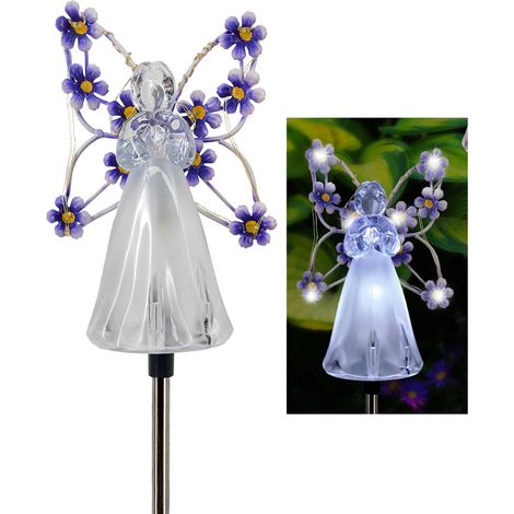Lampe solaire ange violette 7 LED, étanche, pour cimetière, décoration extérieure jardin, installation rapide, lumière solaire pour tombe (1/5)
