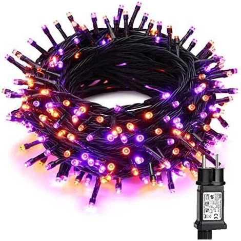Guirlande Lumineuse Halloween 20M 200 LED Orange & Pourpre, Extérieur Intérieur, 8 Modes, Imperméable, Décoration Noël Thanksgiving Mariage Fête Jardin Arbre (1/5)