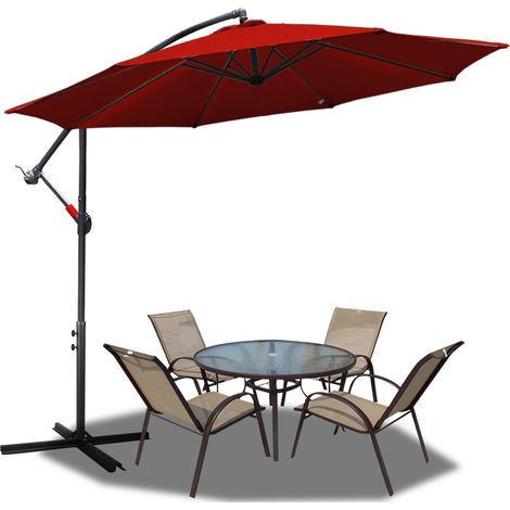 TolleTour Sonnenschirm 3.5m Rot – Großer Blickfang für Garten, Terrasse & Grillabende