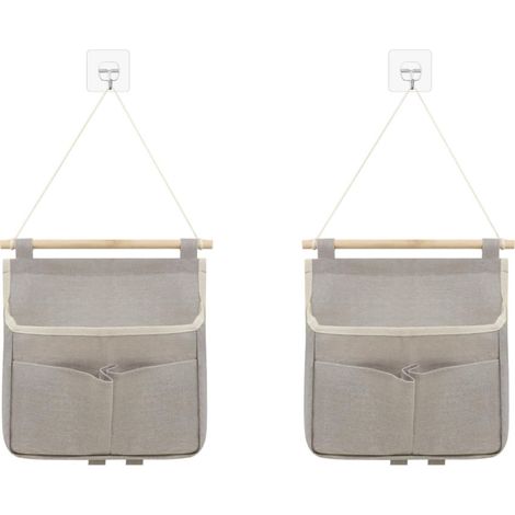 Sac rangement suspendu pliable gris 2pcs (1/5)