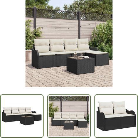 Terrassensofa - Gartensofa-set 6 pcs Schwarz Poly-Rattan (1/5)