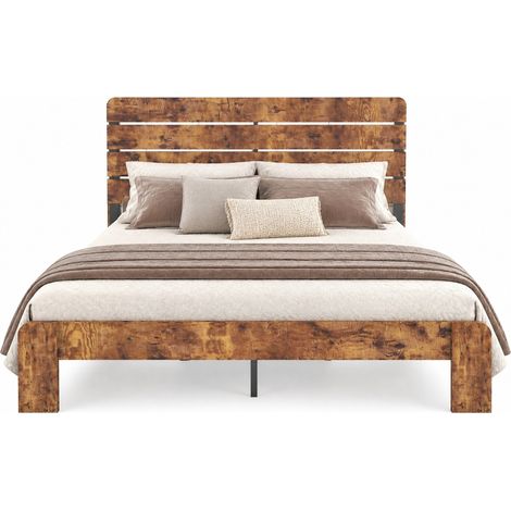 Letto matrimoniale 140x200 cm in MDF e metallo marrone, senza materasso - CHICFURN (1/5)