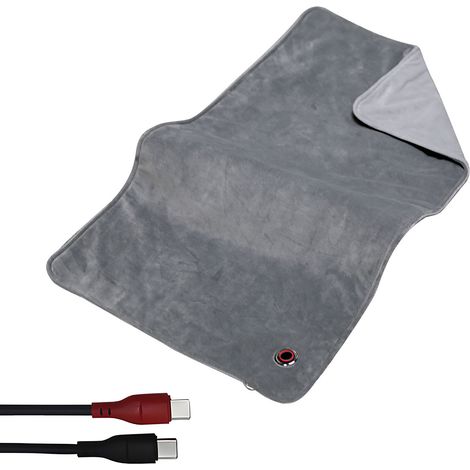 Couverture électrique graphène 80x45cm Chauffage 5 zones NTC intégré Arrêt automatique 2H Puissance 10W Lavable en machine Utilisation du plug-in Type-C Couverture électrique à contrôle de température (1/5)