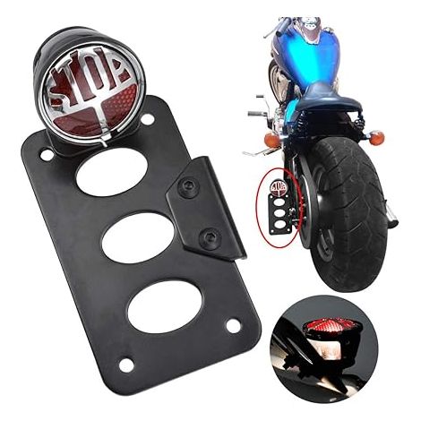 feu arrière de moto avec support de frein feu de plaque d'immatriculation multifonctionnel à montage latéral feu de freinage intégré pour hachoir Bobber (1/5)