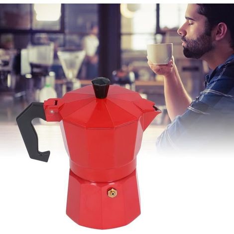 Q123648 150ML 3 tasses en aluminium cafetière percolateur cafetière italienne ménage Moka théière (rouge) (1/4)
