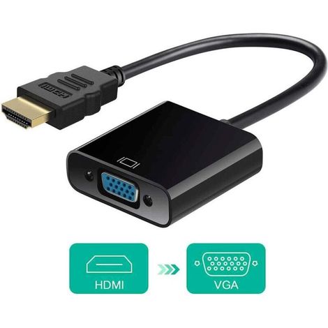 Adaptateur HDMI vers VGA, Active HD 1080P HDMI vers VGA convertisseur vidéo mâle vers femelle (noir) (1/4)